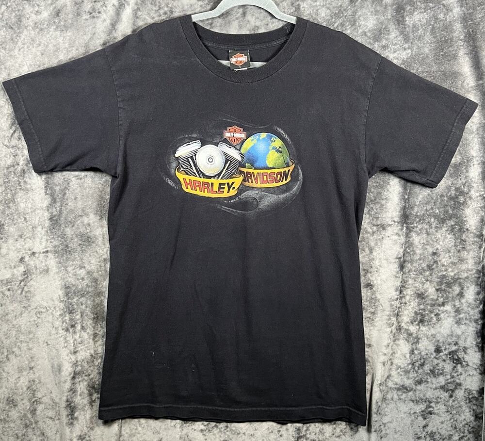 Vintage Harley Davidson Qatar T-Shirt Large Made In USA 2005 HD Biker
